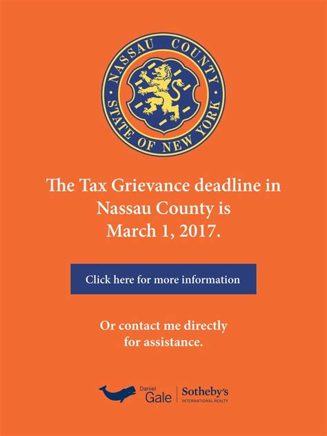 Deadline for most other Nassau County Villages. . Tax grievance deadline nassau county